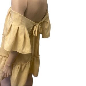 NWT Macaw Flutter sleeve Yellow‎ Bohemian mini dress